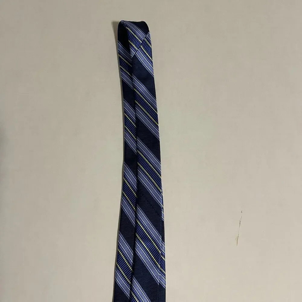 Bruno Piattelli 100%‎ silk striped tie in multi-color blue and yellow